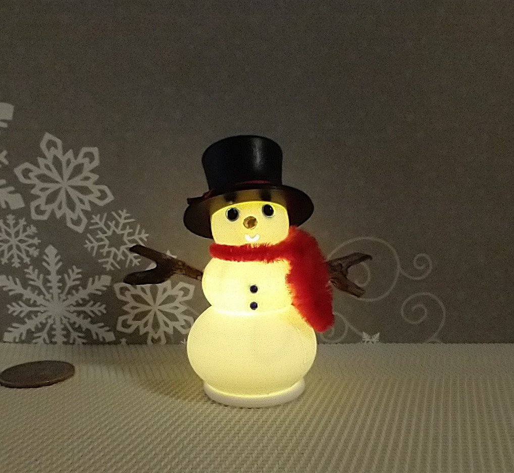 RESERVED 1:12 Dollhouse miniature light up snowman with removable hat Battery operated holiday decor