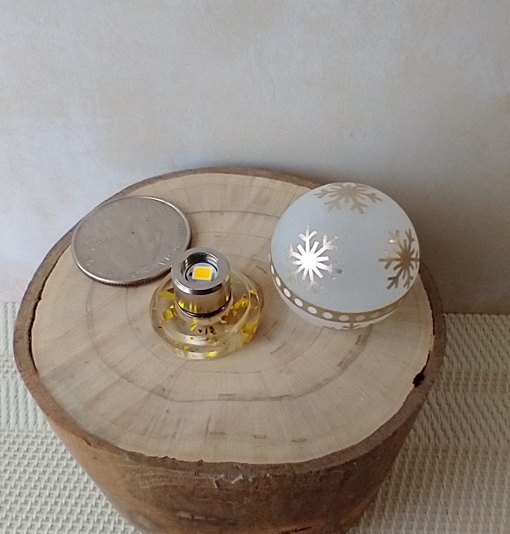 1:12 Dollhouse holiday light up globe ornament Free standing frosted globe Christmas ornament Battery operated holiday light REF Golden snowflakes