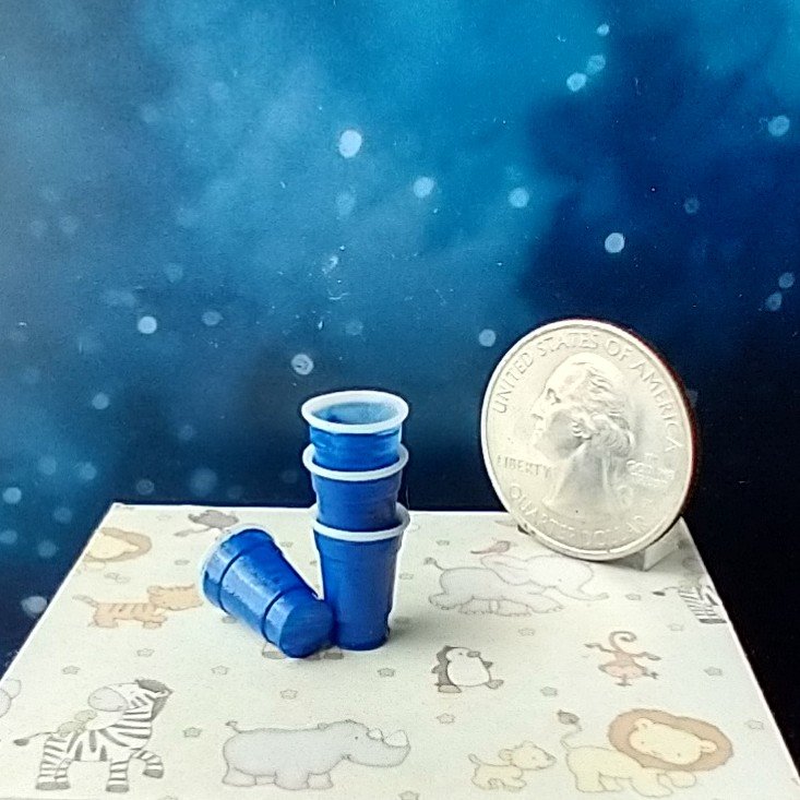 RESERVED for Tanya 1:12 Dollhouse miniature blue cold drink cups Set of 4