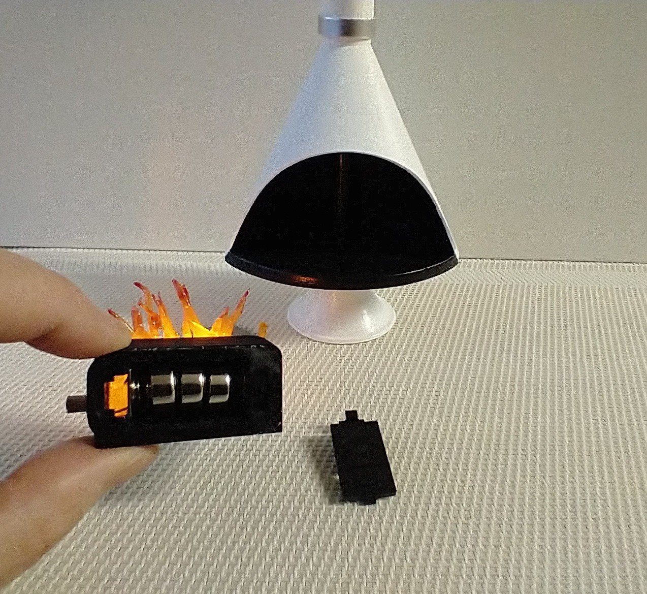 1:12 Dollhouse miniature Mid century modern free standing fireplace MCM white fireplace inspired by Malm fireplace Retro fireplace REF White