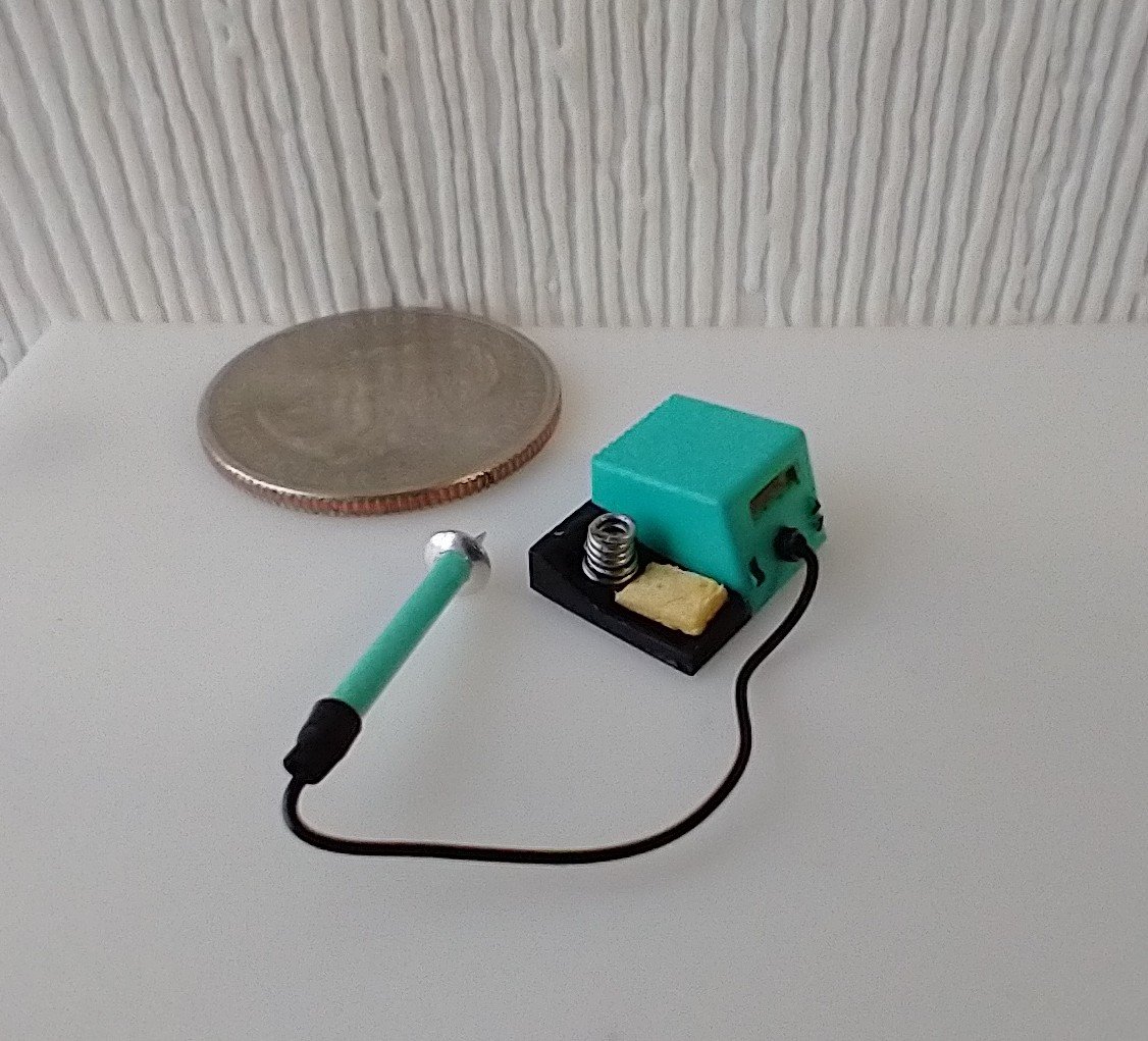 1:12 dollhouse miniature soldering iron with stand and faux digital display station (NON-working) REF Mint
