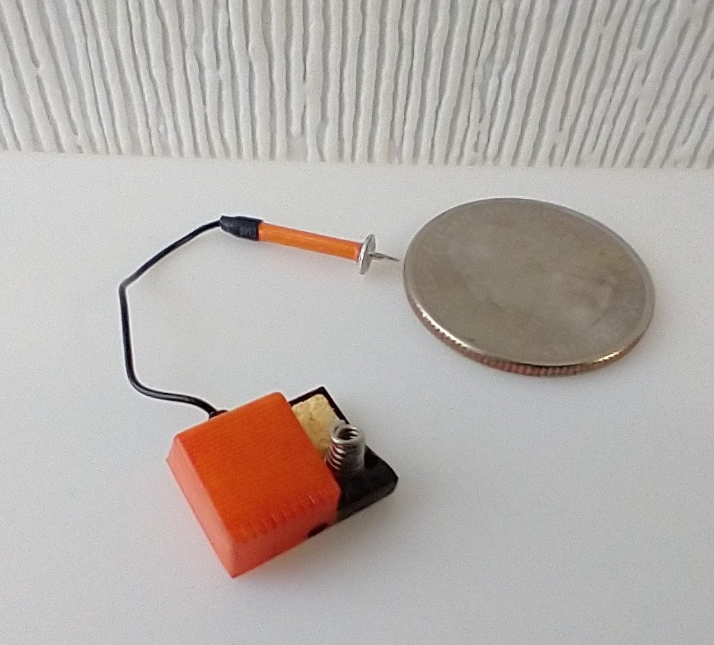 1:12 dollhouse miniature soldering iron with stand and faux digital display station (NON-working) REF Orange