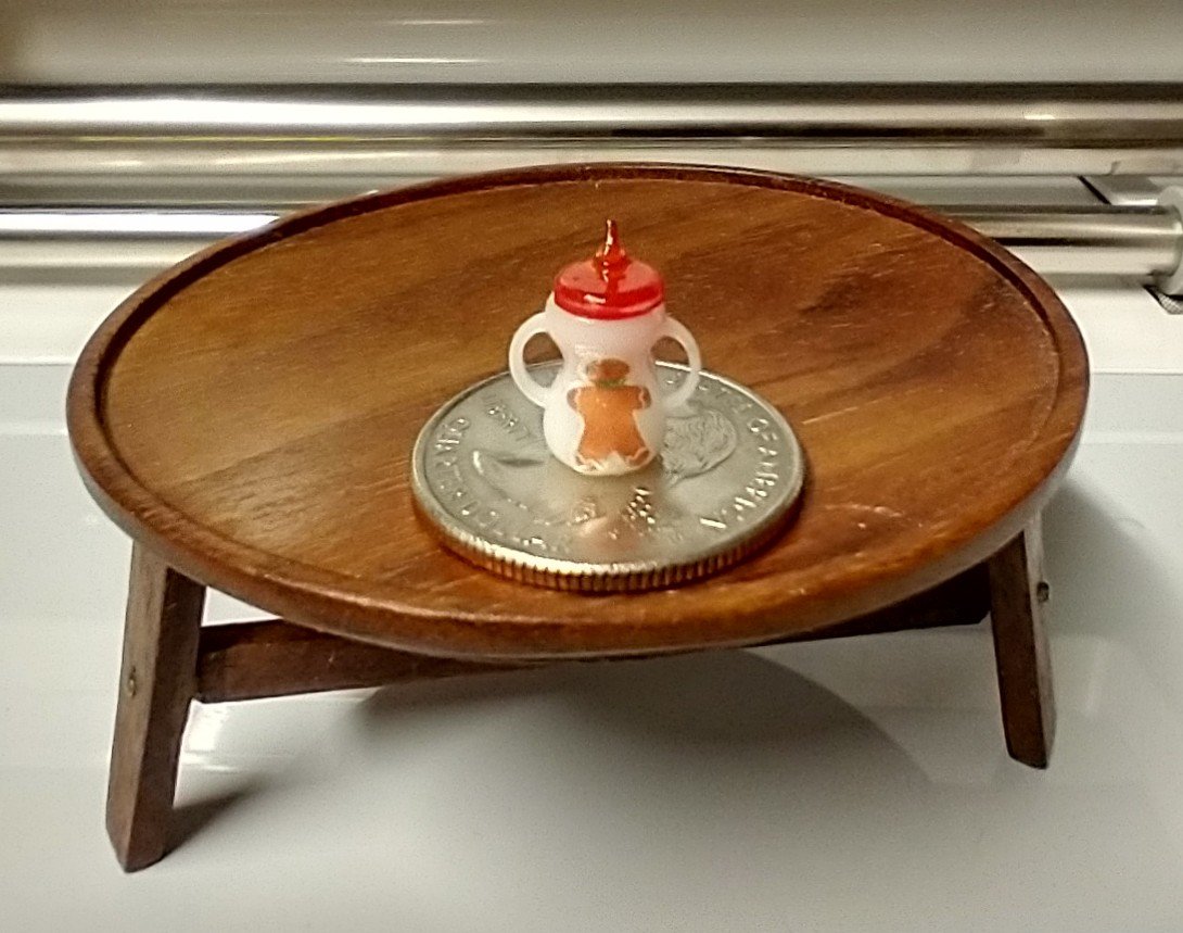 1:12 Dollhouse miniature sippy cup with decals of gingerbread man and mittens easy grip handles REF Gingerbread man