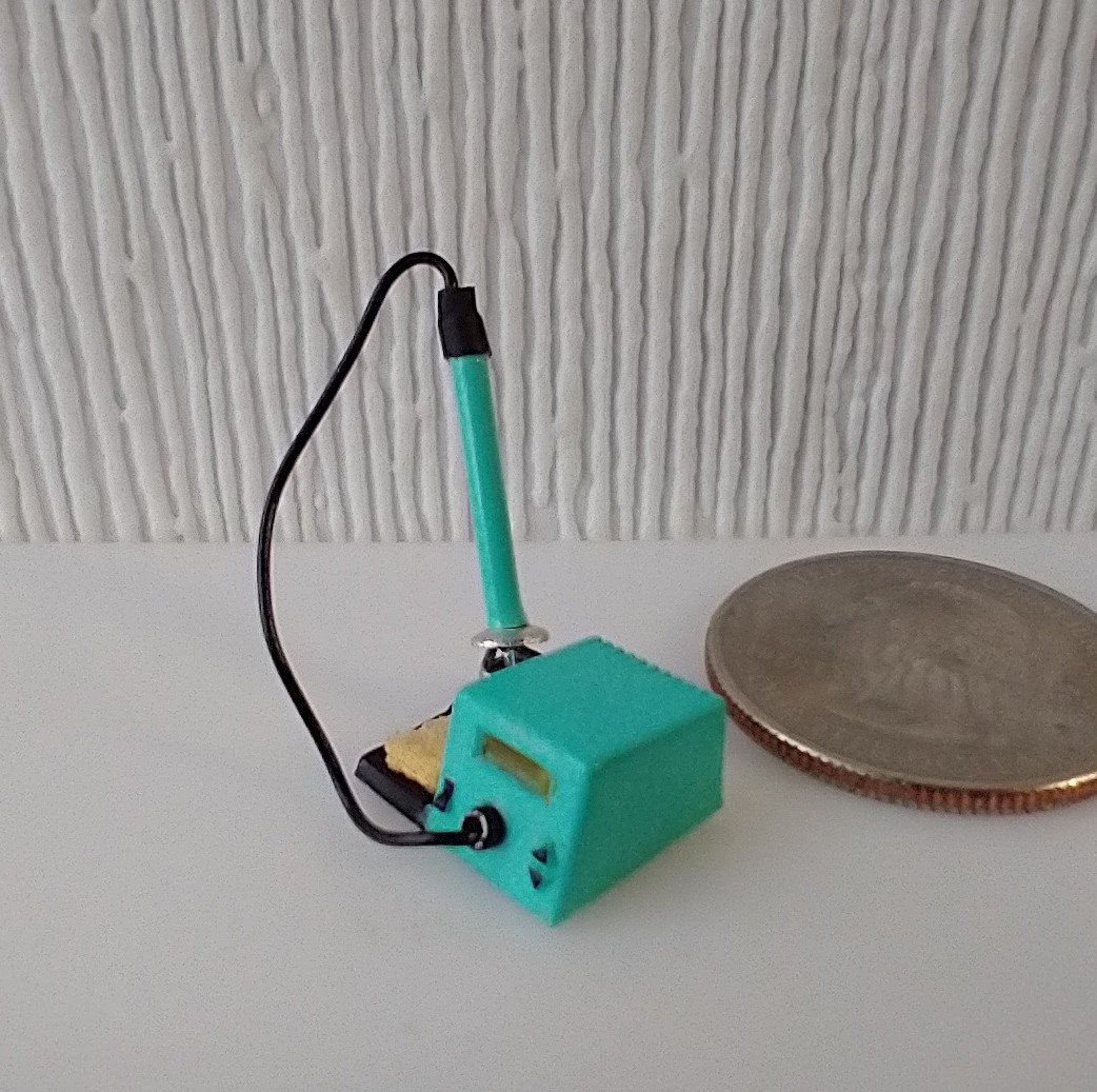 1:12 dollhouse miniature soldering iron with stand and faux digital display station (NON-working) REF Mint
