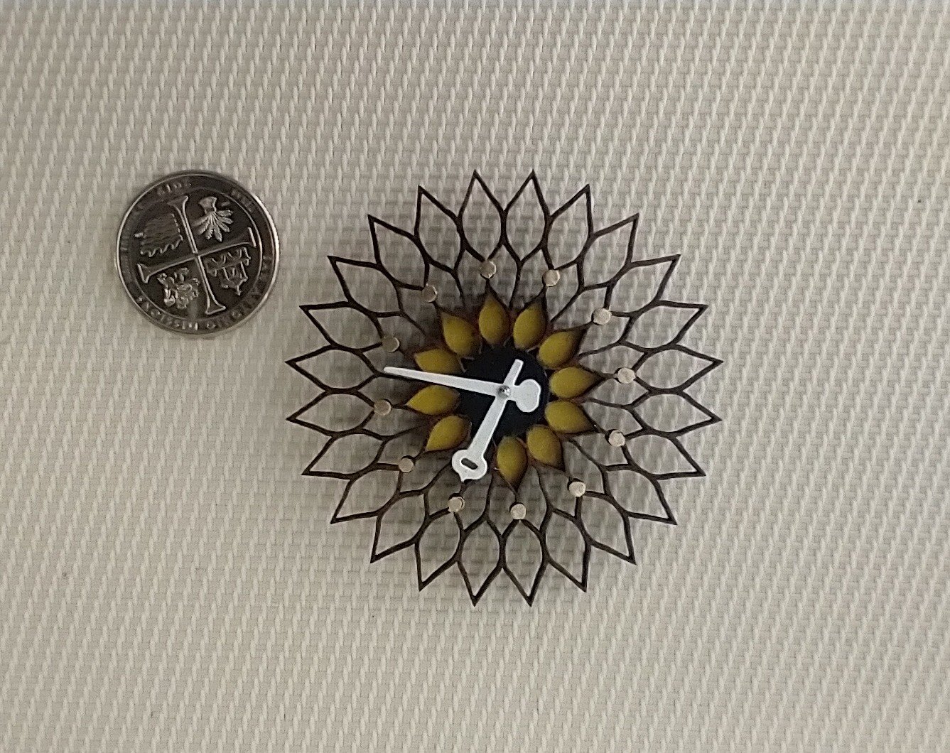 1:12 scale dollhouse mid-century modern sunflower wall clock made from solid walnut wood MCM sunburst clock Non-working clock Price is for EACH