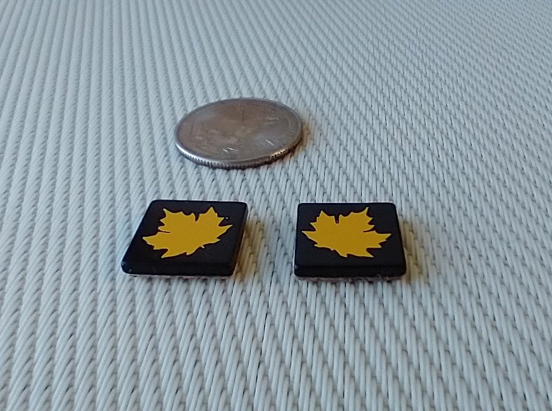 1:12 Dollhouse kitchen accessory Faux black ceramic trivet with maple leaf decal cork backing PRICE is for EACH Reference orange leaf