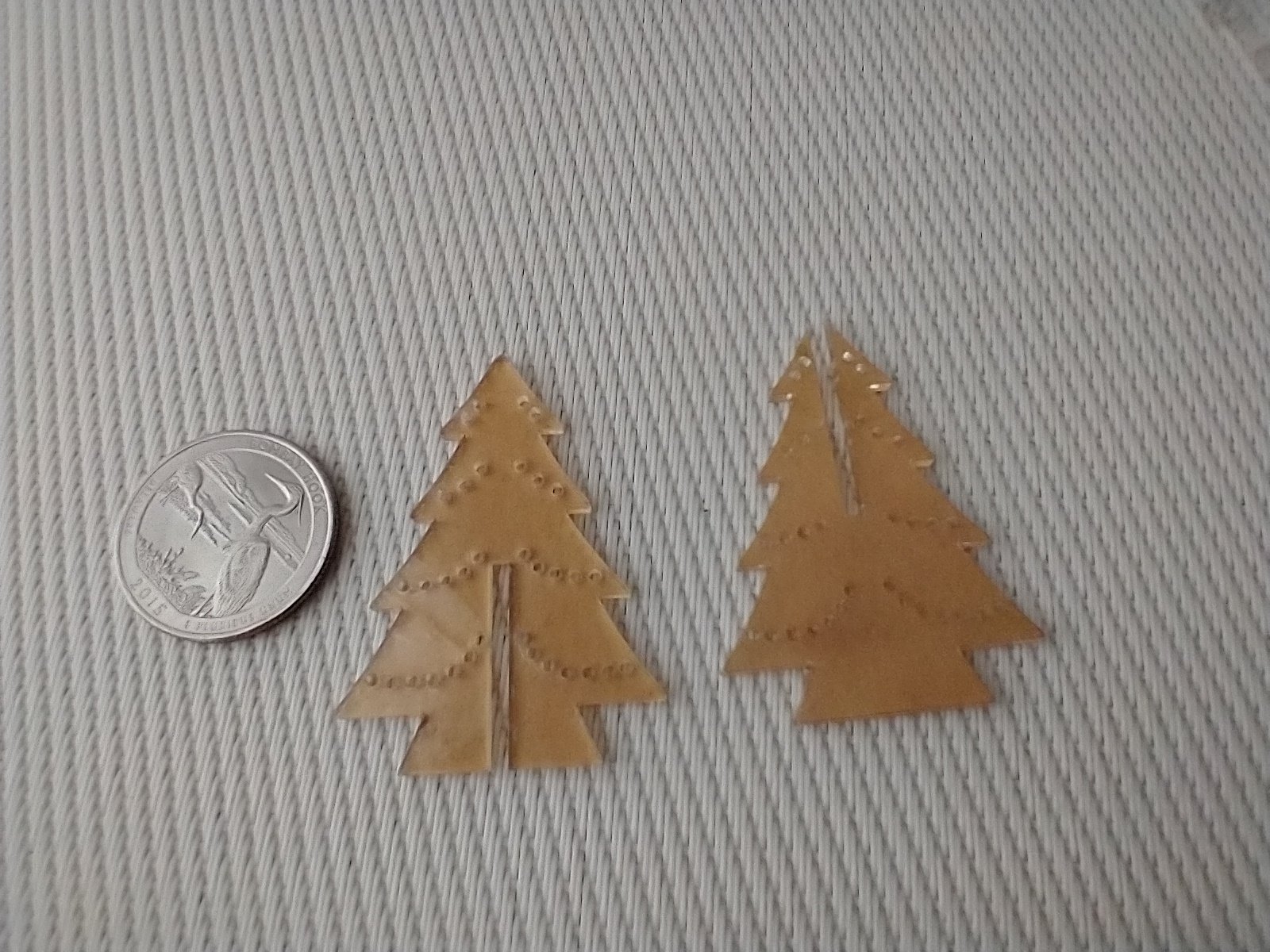 1:12 scale clear acrylic Christmas tree kit - two laser cut tree shapes to be put together to form a 3D tree Price is for EACH set Embellishments not included