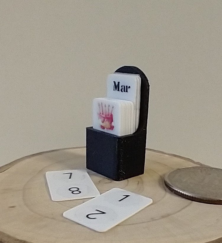 1:12 dollhouse miniature perpetual calendar Shuffle calendar in black holder box Table top calendar Desk calendar in modern settings PRICE is for EACH set