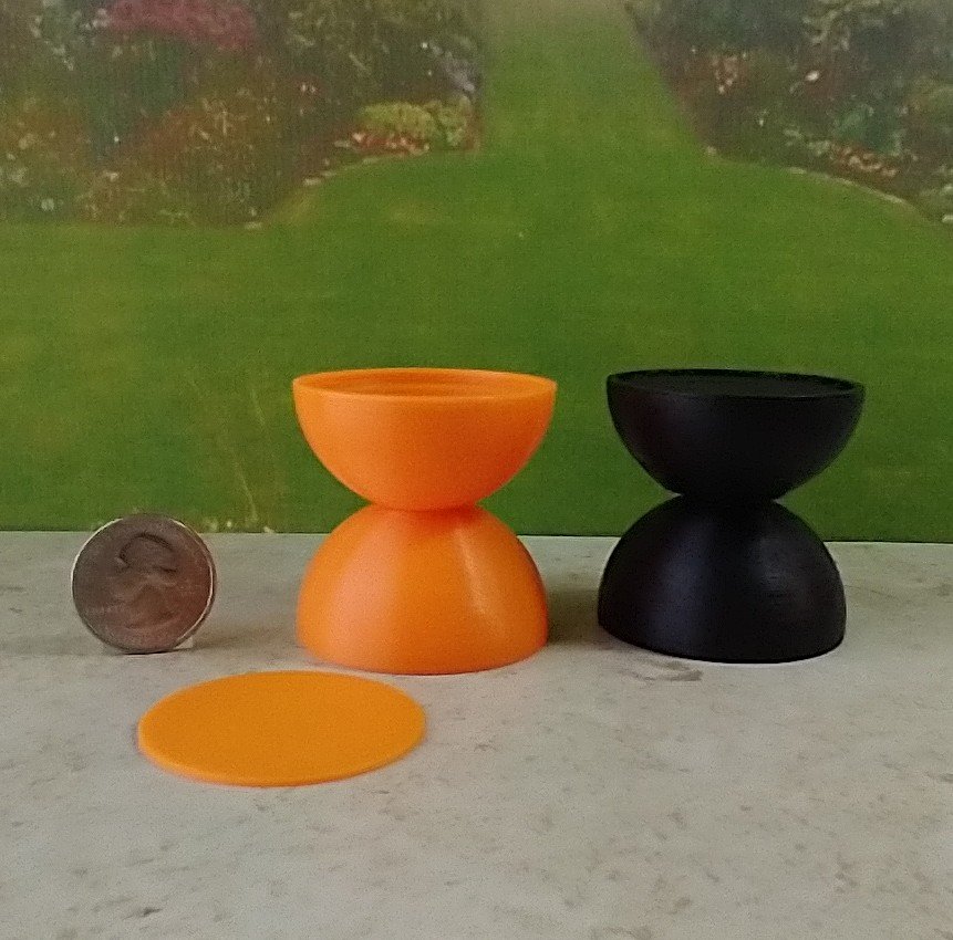 1:12 scale dollhouse mid-century style drum accent end table with removable top Color options: Orange or black Price is for EACH