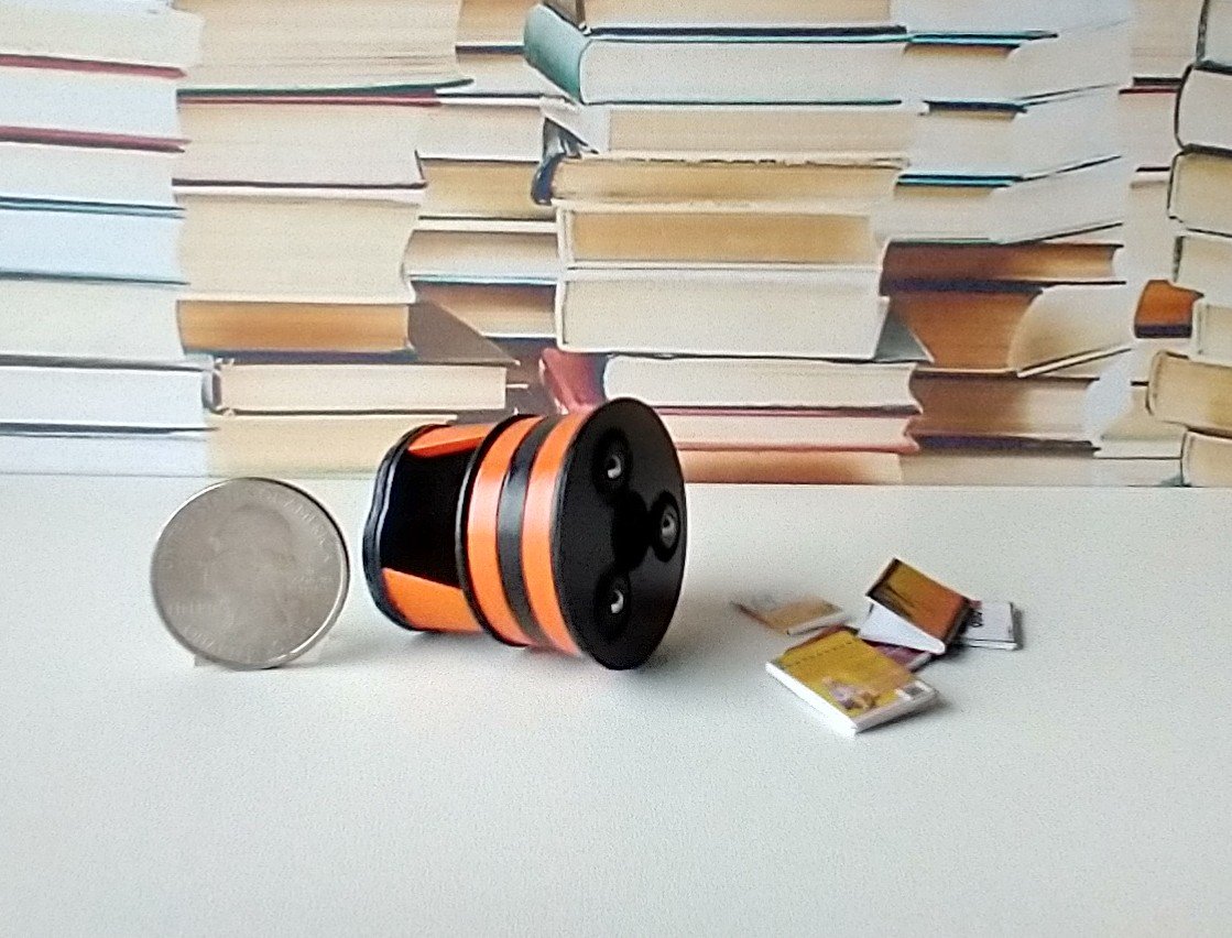 1:12 Dollhouse miniature round 2-step step stool inspired by Kik-step steel step stool REF Orange