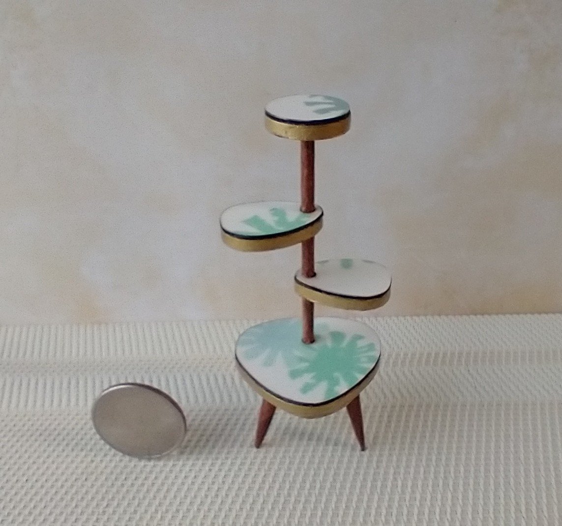 1:12 Dollhouse mid-century style plant stand Formica 4-tiered plant stand or display stand Plants n accessories NOT included