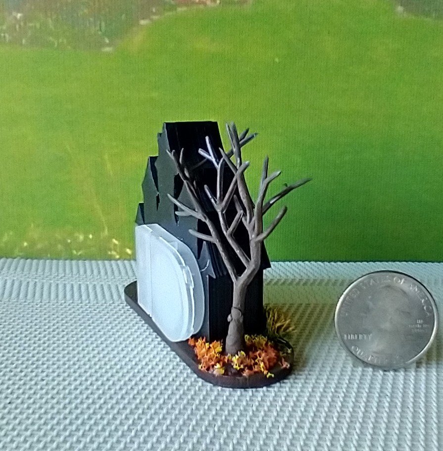 RESERVED Miniature light up halloween haunted house with leafless tree Battery operated for 1-inch scale or play scale REF 1