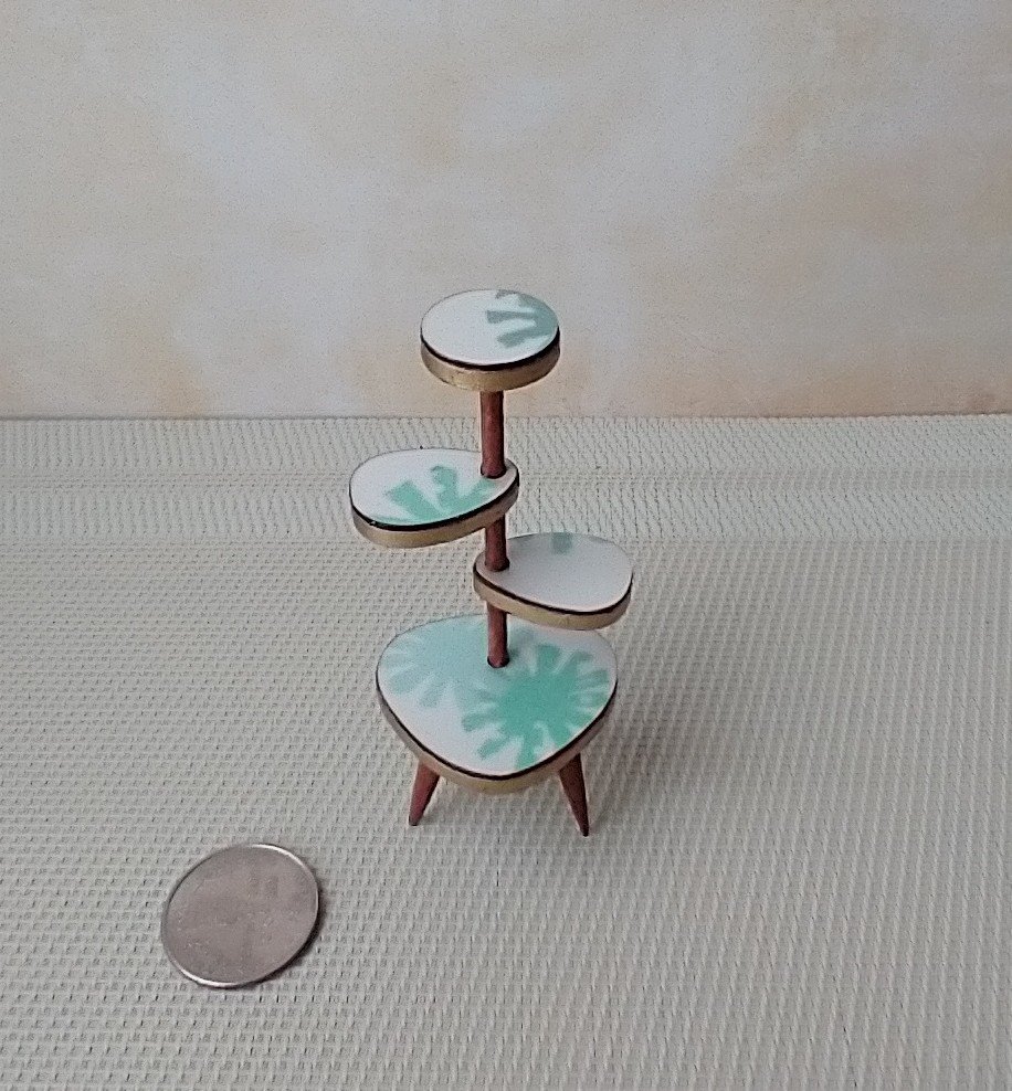 1:12 Dollhouse mid-century style plant stand Formica 4-tiered plant stand or display stand Plants n accessories NOT included