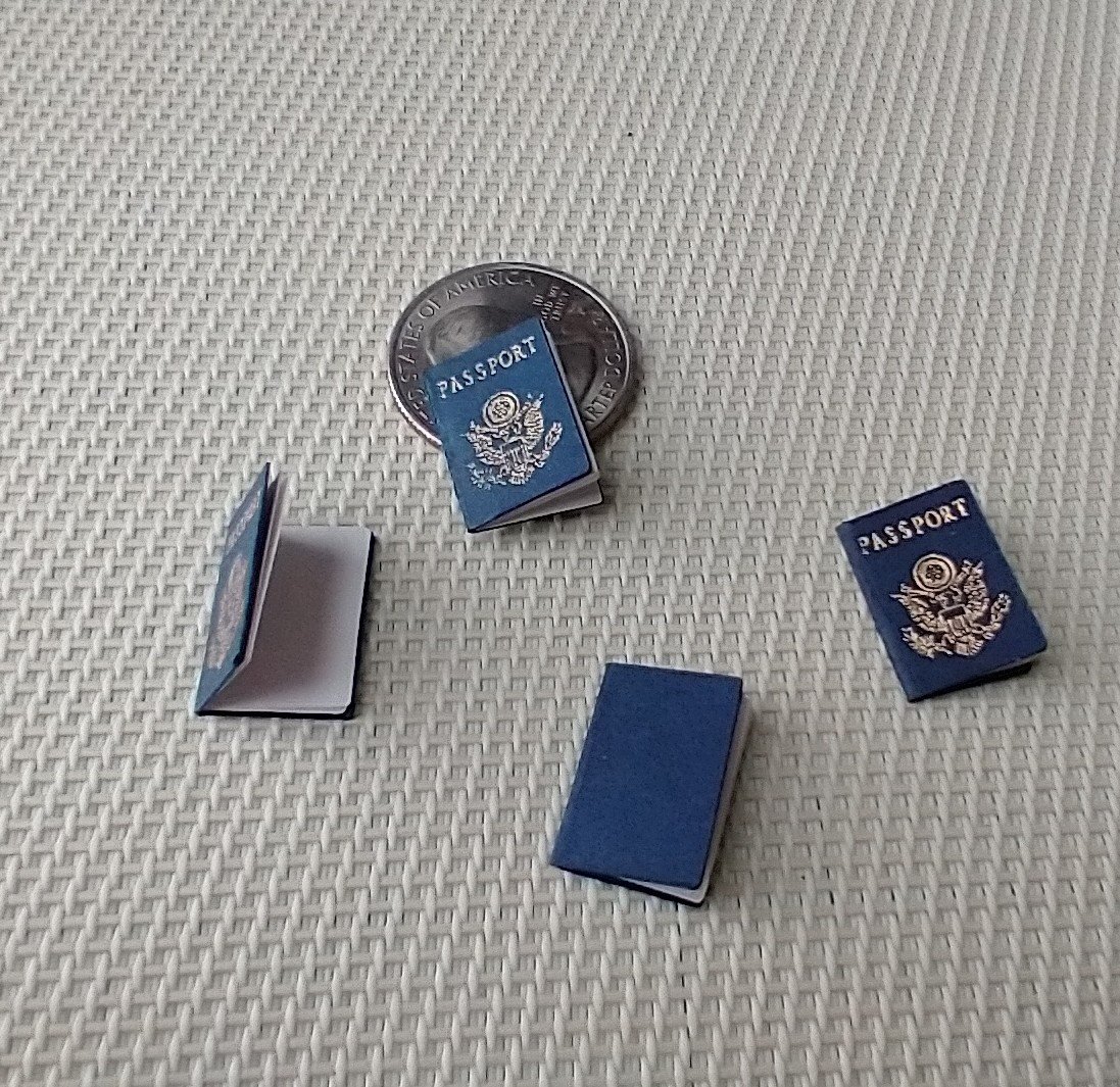 1:12 dollhouse miniature U.S. passport with four blank pages for you to stamp in your new adventures Price is for EACH