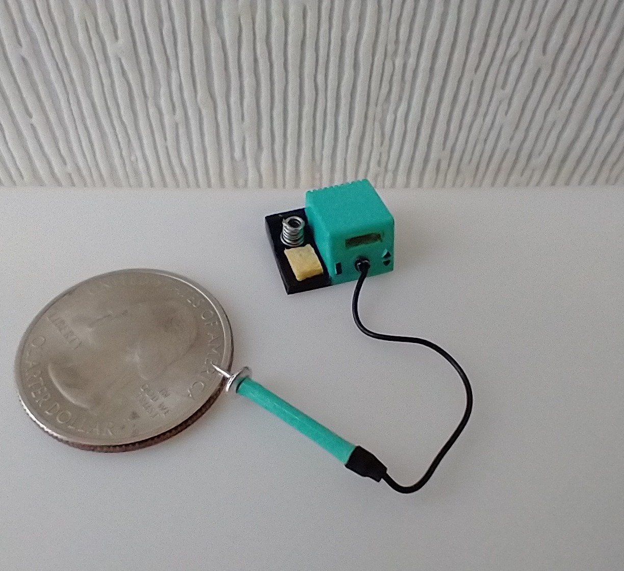 1:12 dollhouse miniature soldering iron with stand and faux digital display station (NON-working) REF Mint
