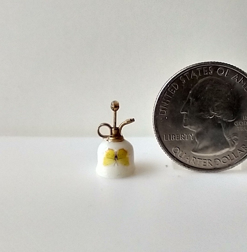 1:12 Dollhouse miniature retro spray bottle Plant mister in vintage style REF White w/ decals Price is for EACH