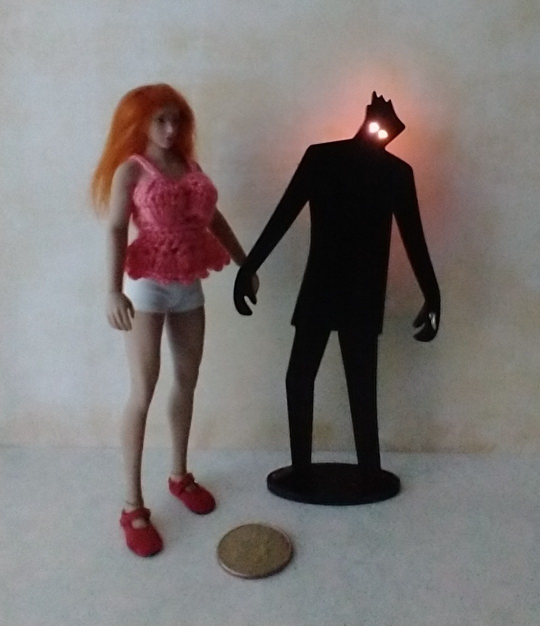 1:12 Dollhouse Halloween decor Zombie silhouette with light up red eyes Battery operated dollhouse Halloween lawn decor Jar lantern NOT included