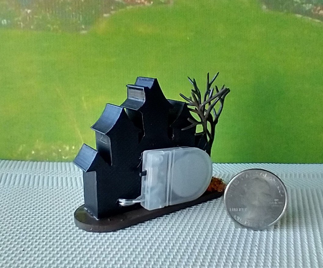RESERVED Miniature light up halloween haunted house with leafless tree Battery operated for 1-inch scale or play scale REF 1