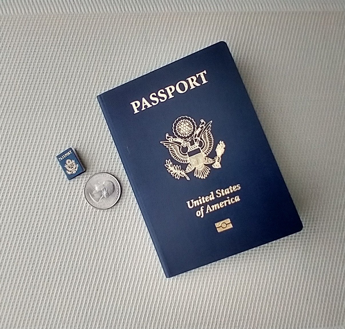 1:12 dollhouse miniature U.S. passport with four blank pages for you to stamp in your new adventures Price is for EACH