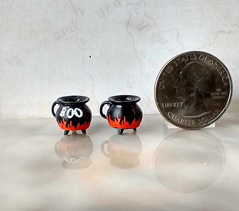 1:12 Dollhouse miniature cauldron mug or soup bowl Halloween mug REF White Boo PRICE is for ONE