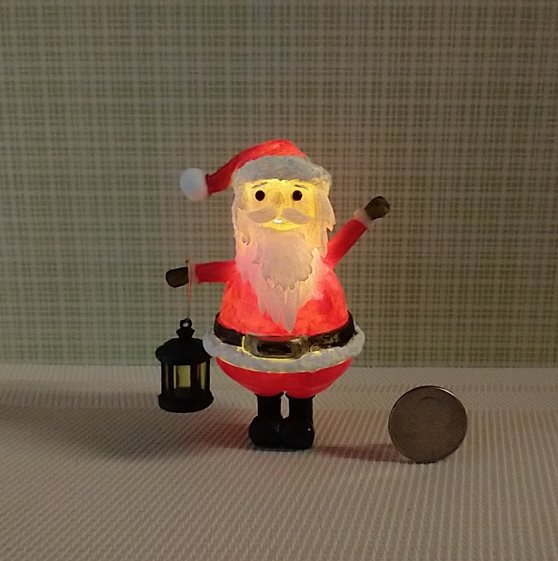 Miniature light up Santa Claus holiday decor Battery operated lighted Santa figurine Christmas display