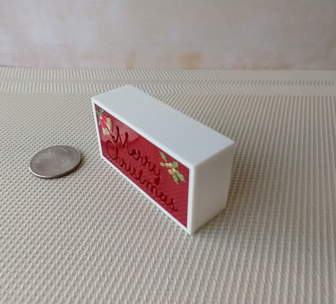 1:12 Dollhouse Merry Christmas light box Battery operated holiday light box No external wires REF Red bgound