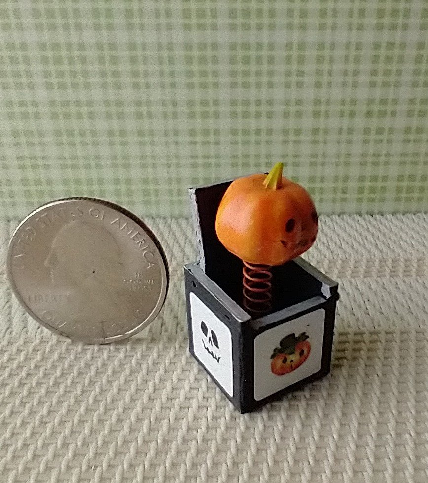 1-inch scale miniature Jack in the box Halloween decor or Kids room accessory