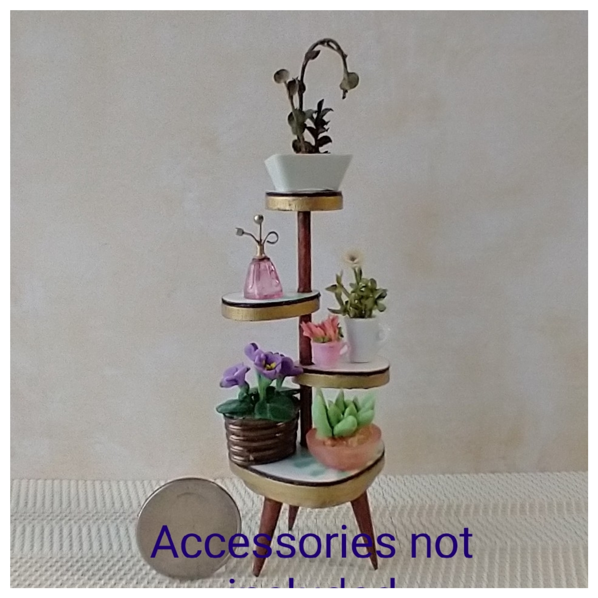 1:12 Dollhouse mid-century style plant stand Formica 4-tiered plant stand or display stand Plants n accessories NOT included
