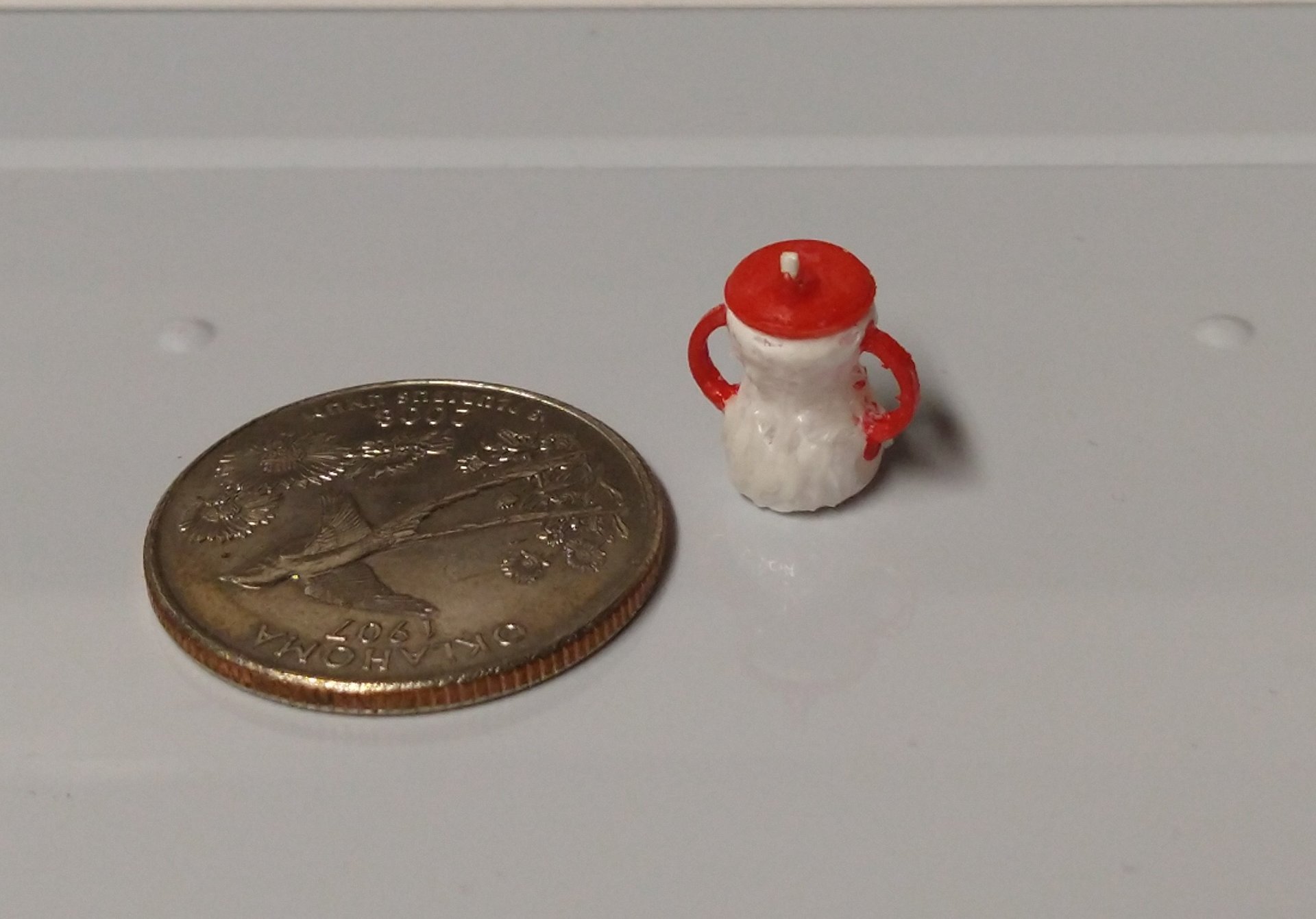 1:12 Dollhouse miniature Santa sippy cup with easy grip handles hand painted and finished REF Santa