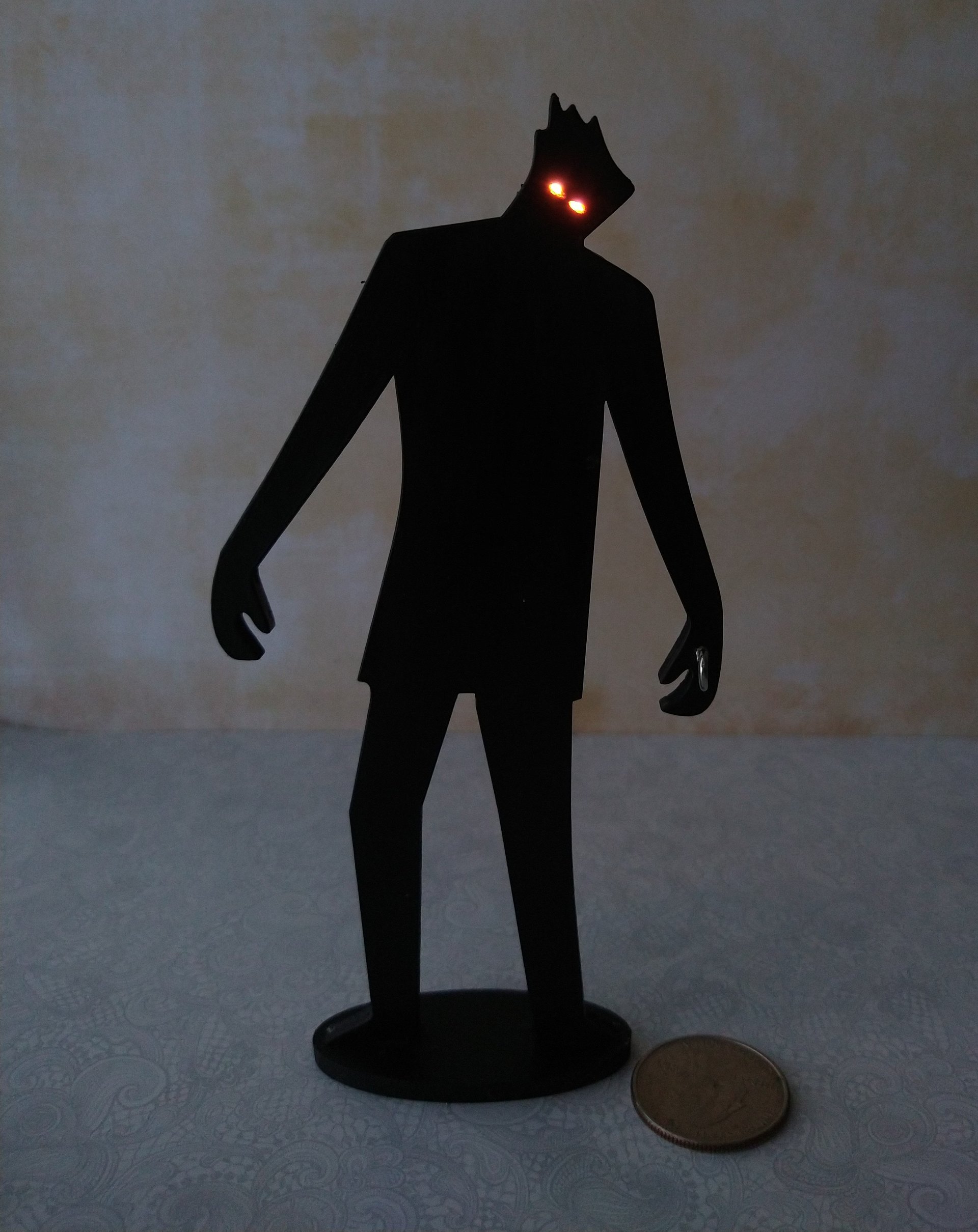 1:12 Dollhouse Halloween decor Zombie silhouette with light up red eyes Battery operated dollhouse Halloween lawn decor Jar lantern NOT included