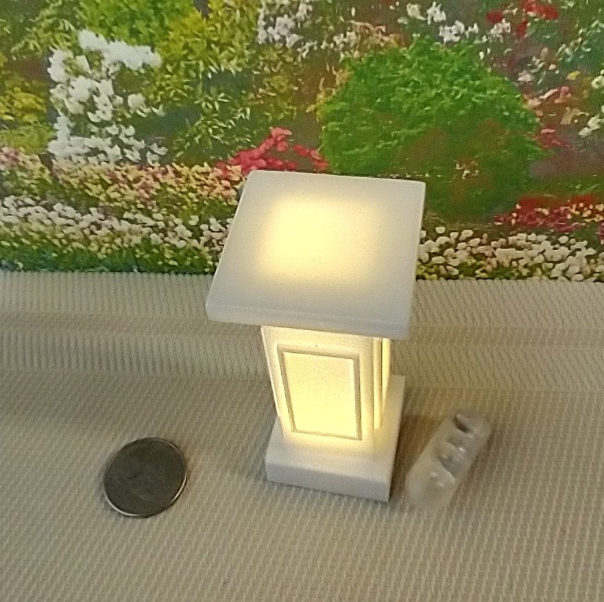 1:12 Dollhouse garden pedestal Battery operated lighted pedestal as plant stand or display stand or patio side table Price is for ONE unit REF Rectangle patterns