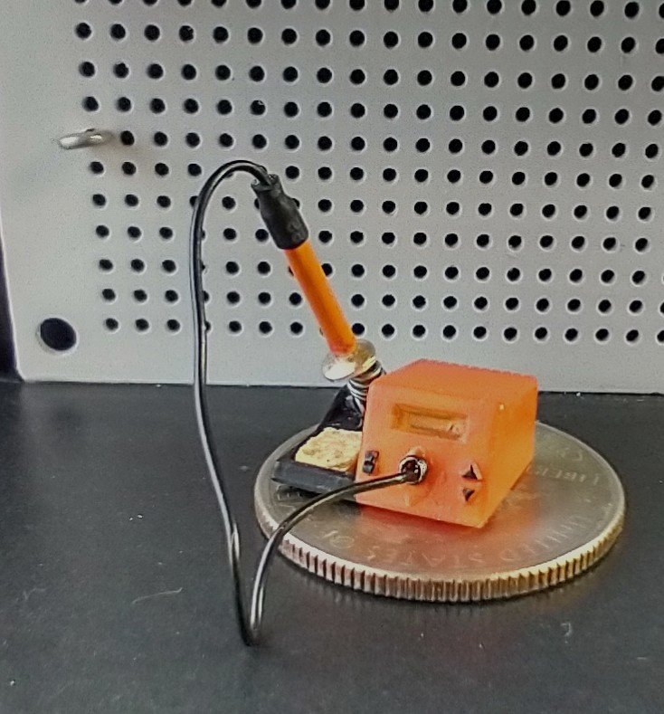 1:12 dollhouse miniature soldering iron with stand and faux digital display station (NON-working) REF Orange