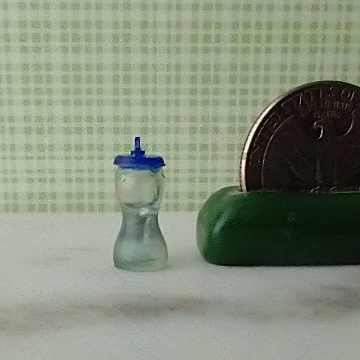 1:12 Dollhouse miniature blue sippy cup with sail boat decal REF Blue lid