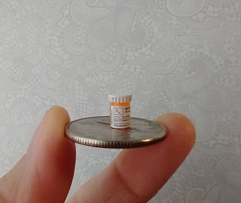 1:12 scale prescription pill bottle Medicine bottle Rx pill bottle with white cap PRICE is for ONE unit