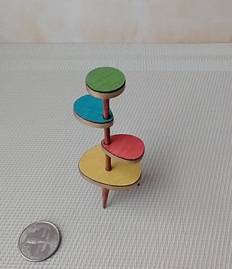 1:12 Dollhouse mid-century style plant stand Formica 4-tiered plant stand or display stand REF green top Plants n accessories NOT included