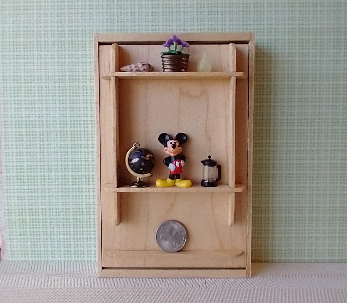 REERVED 1:12 Dollhouse miniature Murphy bed in solid hard maple Full/double fold-down bed Wall bed with shelving multi-function dolls bed