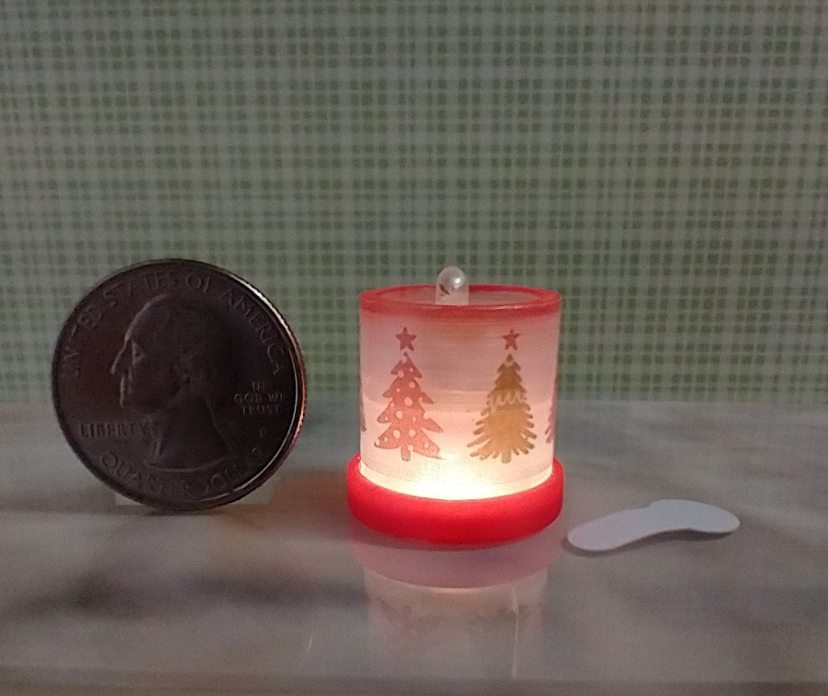 1:12 Dollhouse miniature fall candle sleeve or battery lighted candle holder REF Multi-colored trees