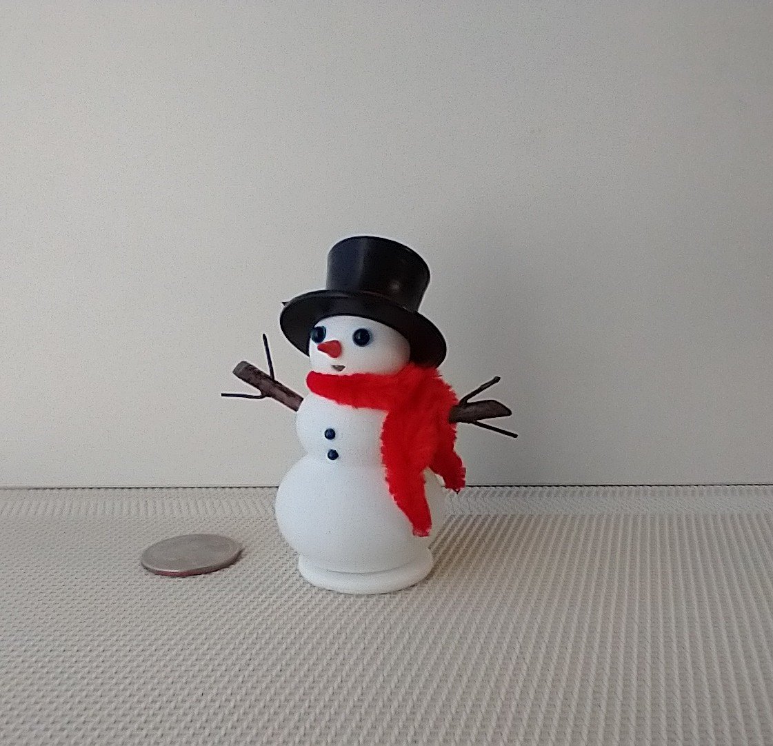 RESERVED 1:12 Dollhouse miniature light up snowman with removable hat Battery operated holiday decor REF Red scarf