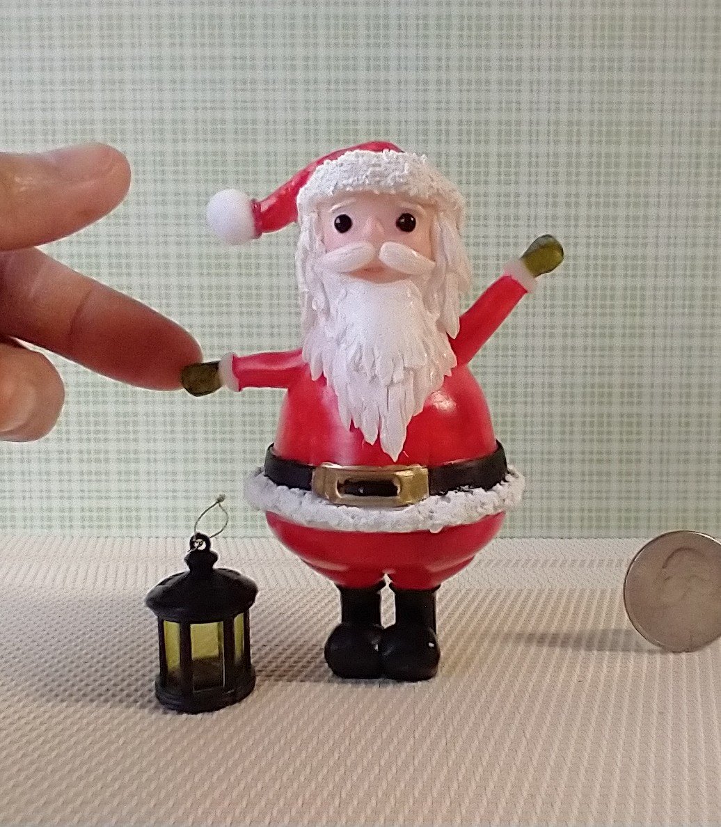 Miniature light up Santa Claus holiday decor Battery operated lighted Santa figurine Christmas display