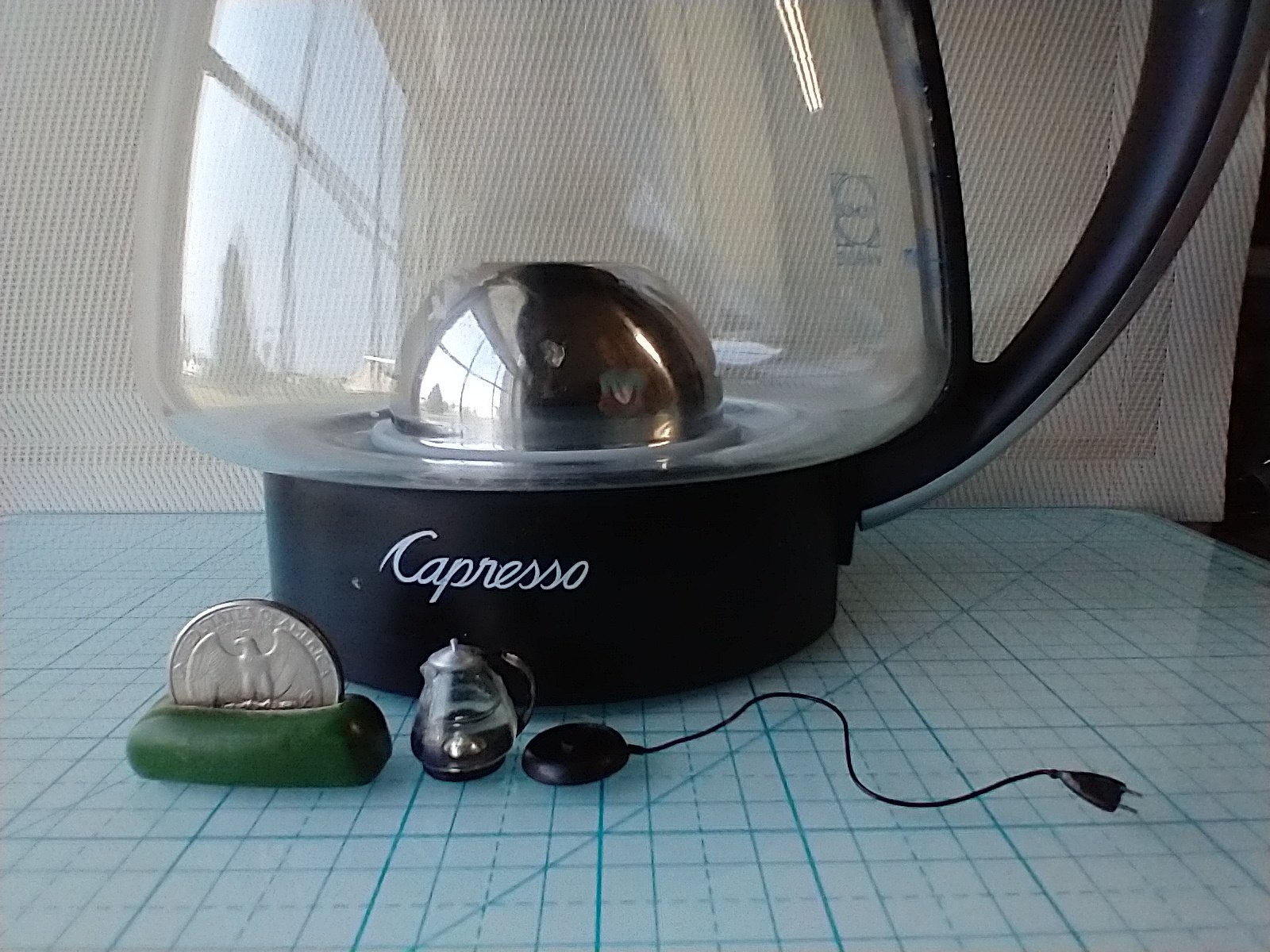 1:12 Dollhouse miniature electric kettle See-thru/ faux glass kettle Electric tea kettle with cord attached to base - NON-working