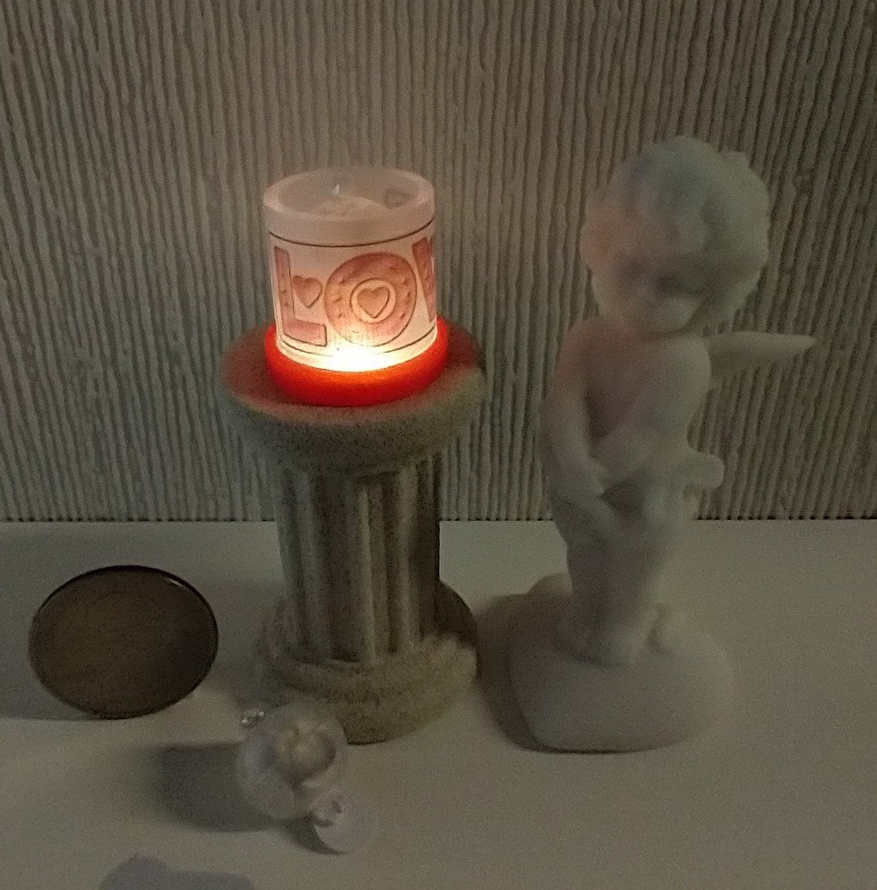1:12 Dollhouse miniature LOVE candle sleeve or battery lighted candle holder REF LOVE on frosted