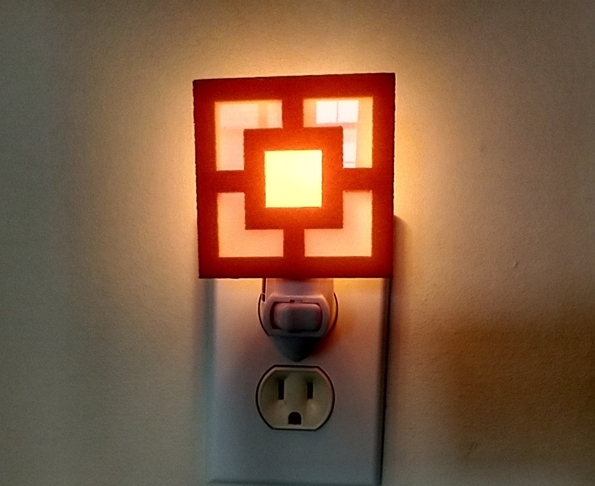 MCM Midcentury modern style breeze block night light REF Orange square + white