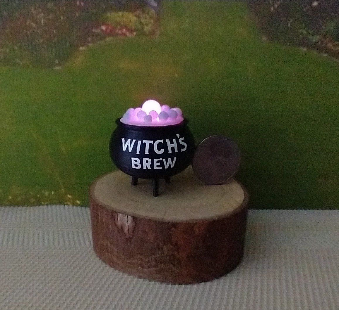 1:12 scale dollhouse battery operated cauldron light with morphing colors Witch's brew cauldron light Mini Halloween decor PRICE is for ONE unit