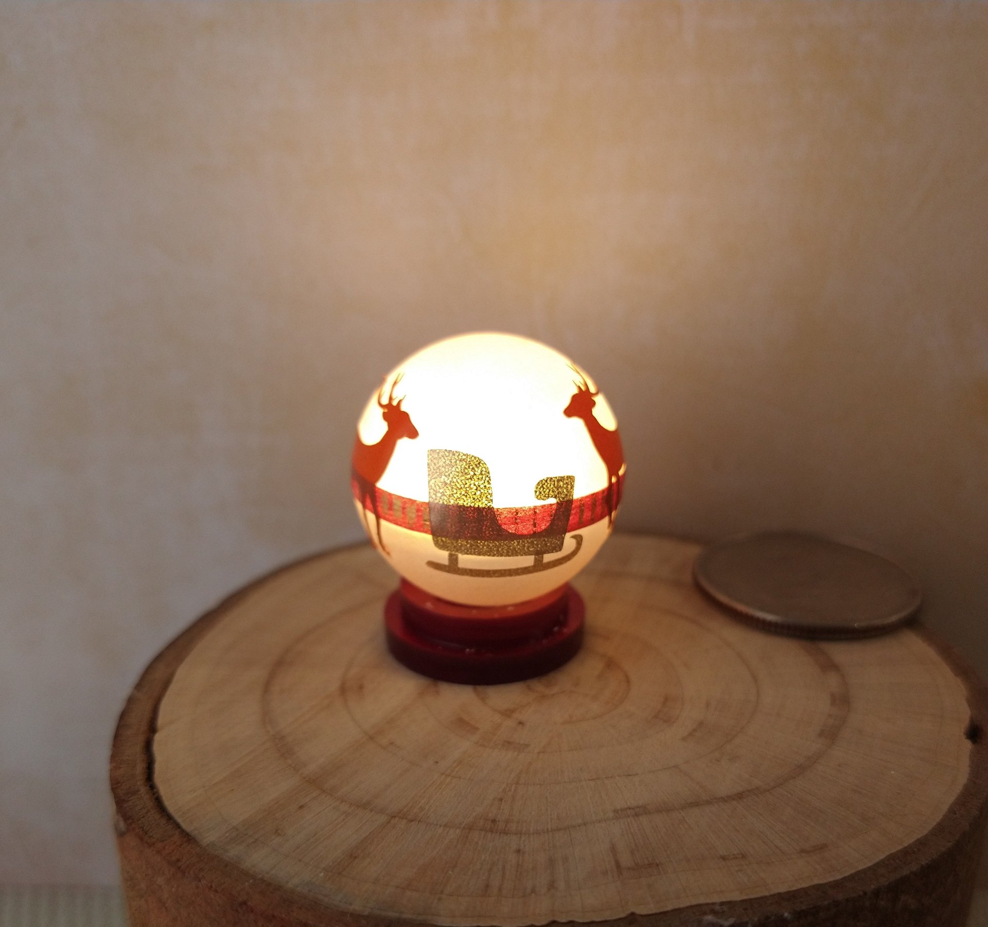 1:12 Dollhouse holiday light up globe ornament Free standing frosted globe Christmas ornament Battery operated holiday light REF Oh deers