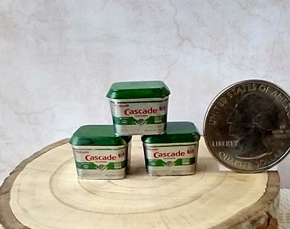 1:12 Dollhouse miniature dishwasher detergent pods Dishwasher pods container with removable lid and 6 pods PRICE is for each set