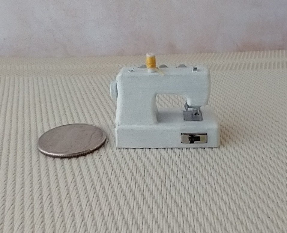 1:12 scale dollhouse miniature light up sewing machine with power cord, foot pedal + 1 spool NON-working