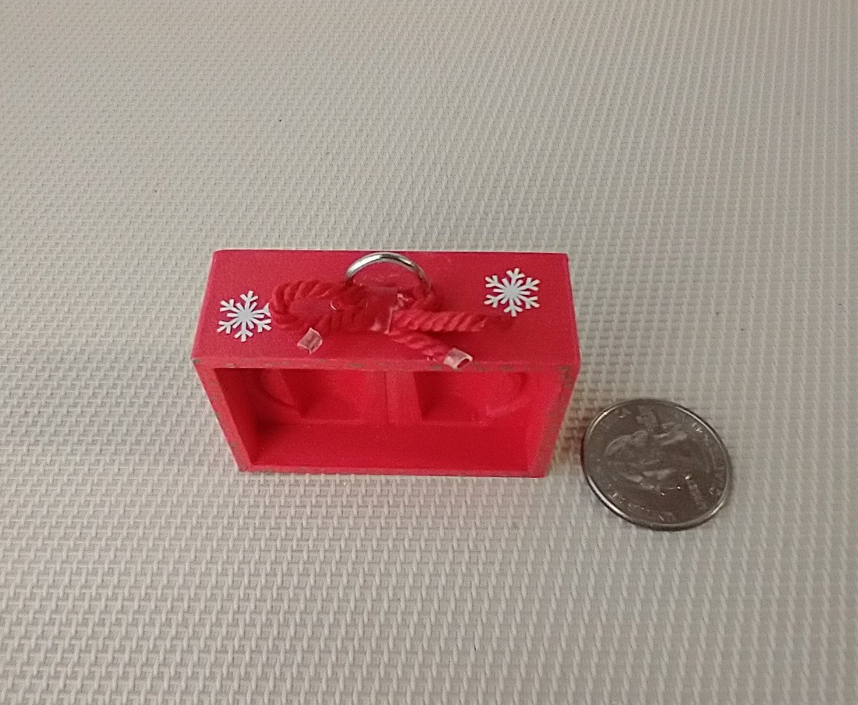 Play scale 1:6 or Barbie red gift box to hold two winter themed mugs with cream lids for 12-inch dolls REF 2-mug gift box Mugs NOT included