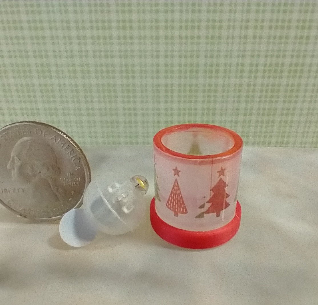 1:12 Dollhouse miniature fall candle sleeve or battery lighted candle holder REF Multi-colored trees