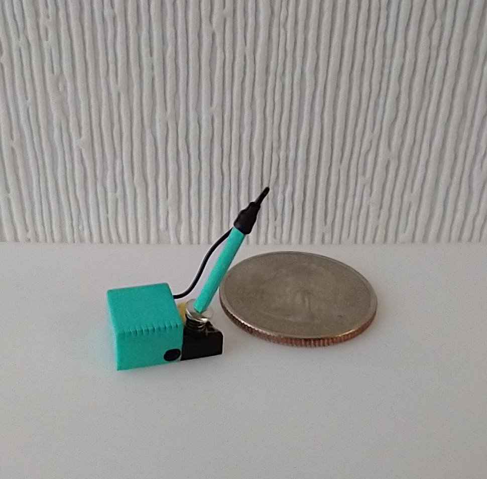 1:12 dollhouse miniature soldering iron with stand and faux digital display station (NON-working) REF Mint