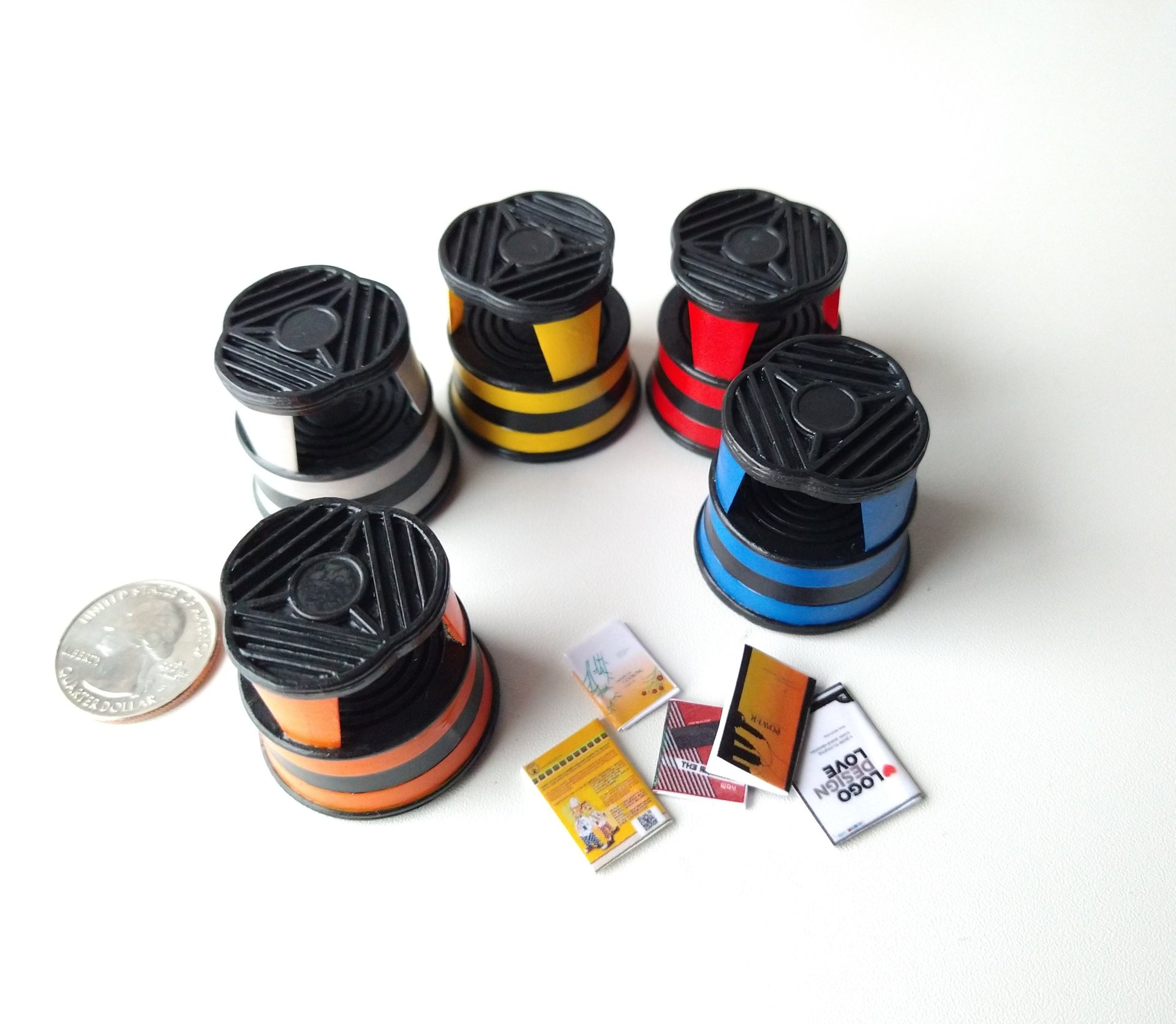 1:12 Dollhouse miniature round 2-step step stool inspired by Kik-step steel step stool REF Orange